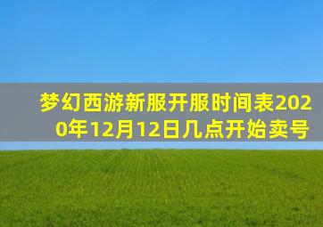 梦幻西游新服开服时间表2020年12月12日几点开始卖号