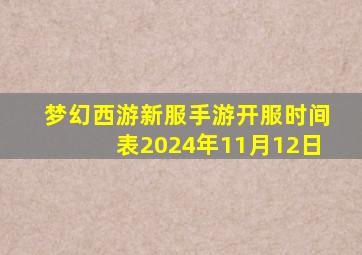 梦幻西游新服手游开服时间表2024年11月12日