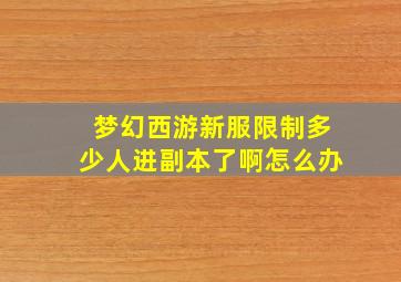 梦幻西游新服限制多少人进副本了啊怎么办