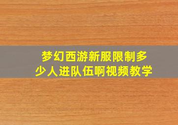 梦幻西游新服限制多少人进队伍啊视频教学