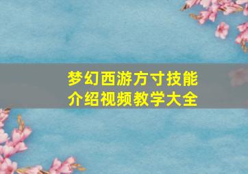 梦幻西游方寸技能介绍视频教学大全