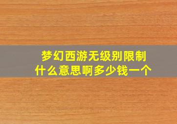 梦幻西游无级别限制什么意思啊多少钱一个