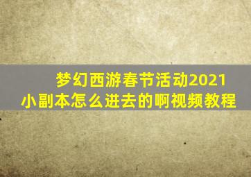 梦幻西游春节活动2021小副本怎么进去的啊视频教程