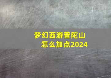 梦幻西游普陀山怎么加点2024