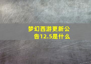 梦幻西游更新公告12.5是什么