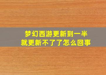 梦幻西游更新到一半就更新不了了怎么回事