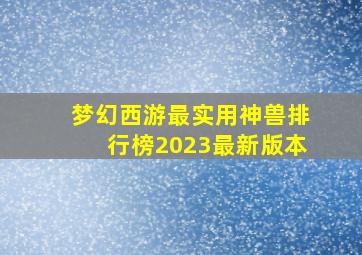 梦幻西游最实用神兽排行榜2023最新版本