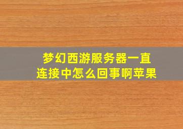 梦幻西游服务器一直连接中怎么回事啊苹果