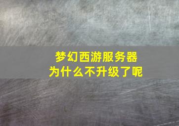 梦幻西游服务器为什么不升级了呢