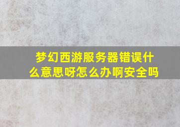 梦幻西游服务器错误什么意思呀怎么办啊安全吗