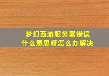 梦幻西游服务器错误什么意思呀怎么办解决