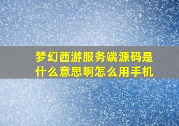 梦幻西游服务端源码是什么意思啊怎么用手机