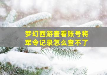 梦幻西游查看账号将军令记录怎么查不了