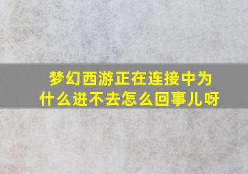 梦幻西游正在连接中为什么进不去怎么回事儿呀