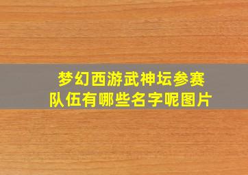 梦幻西游武神坛参赛队伍有哪些名字呢图片