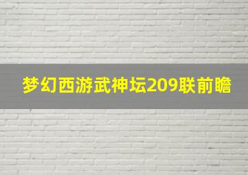 梦幻西游武神坛209联前瞻