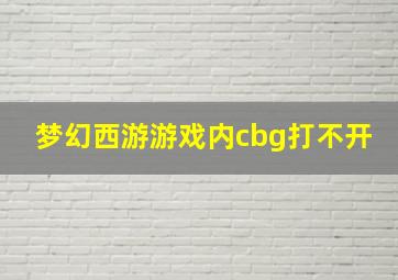 梦幻西游游戏内cbg打不开