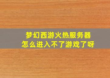 梦幻西游火热服务器怎么进入不了游戏了呀