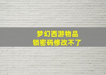 梦幻西游物品锁密码修改不了