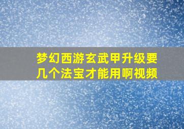 梦幻西游玄武甲升级要几个法宝才能用啊视频