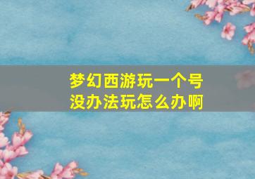 梦幻西游玩一个号没办法玩怎么办啊