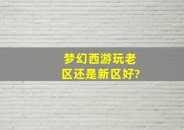 梦幻西游玩老区还是新区好?