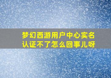 梦幻西游用户中心实名认证不了怎么回事儿呀