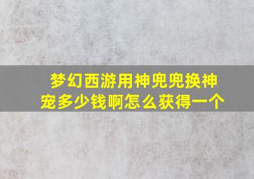 梦幻西游用神兜兜换神宠多少钱啊怎么获得一个