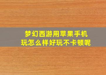 梦幻西游用苹果手机玩怎么样好玩不卡顿呢