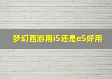 梦幻西游用i5还是e5好用