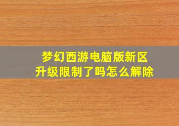 梦幻西游电脑版新区升级限制了吗怎么解除