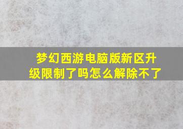 梦幻西游电脑版新区升级限制了吗怎么解除不了