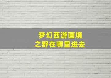 梦幻西游画境之野在哪里进去