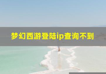 梦幻西游登陆ip查询不到