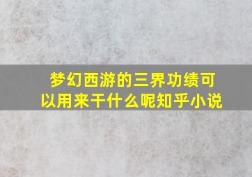 梦幻西游的三界功绩可以用来干什么呢知乎小说