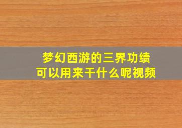 梦幻西游的三界功绩可以用来干什么呢视频