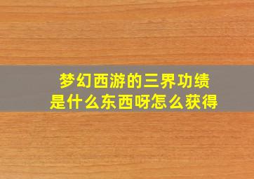 梦幻西游的三界功绩是什么东西呀怎么获得