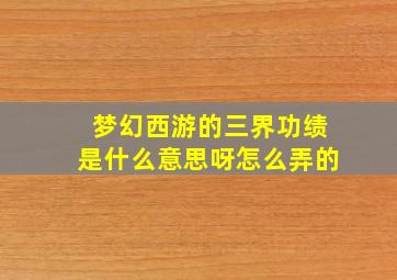 梦幻西游的三界功绩是什么意思呀怎么弄的