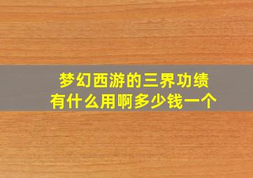 梦幻西游的三界功绩有什么用啊多少钱一个