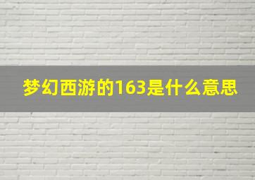 梦幻西游的163是什么意思