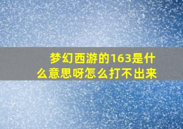 梦幻西游的163是什么意思呀怎么打不出来