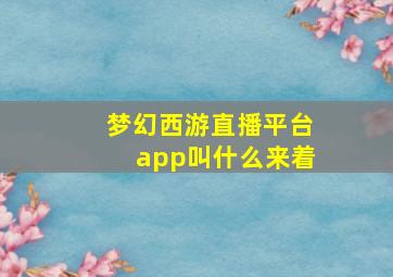 梦幻西游直播平台app叫什么来着