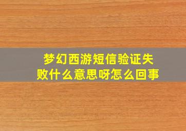 梦幻西游短信验证失败什么意思呀怎么回事