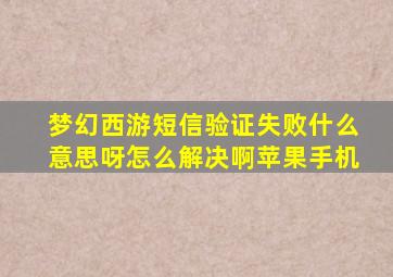 梦幻西游短信验证失败什么意思呀怎么解决啊苹果手机