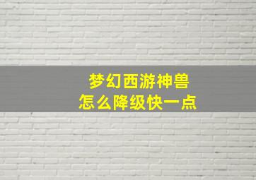 梦幻西游神兽怎么降级快一点