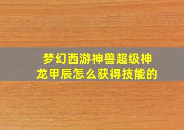 梦幻西游神兽超级神龙甲辰怎么获得技能的