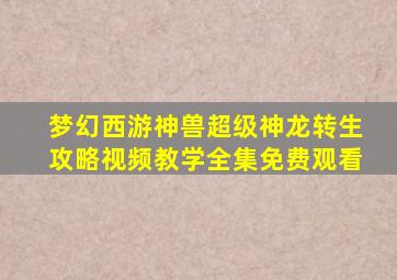 梦幻西游神兽超级神龙转生攻略视频教学全集免费观看