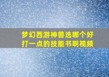 梦幻西游神兽选哪个好打一点的技能书啊视频