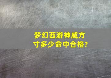 梦幻西游神威方寸多少命中合格?