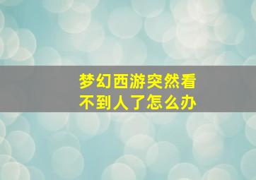 梦幻西游突然看不到人了怎么办